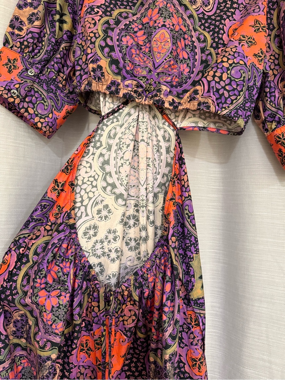 XiRENA Coral and Purple Paisley Tie-Front Maxi Dress - Picture 8 of 11